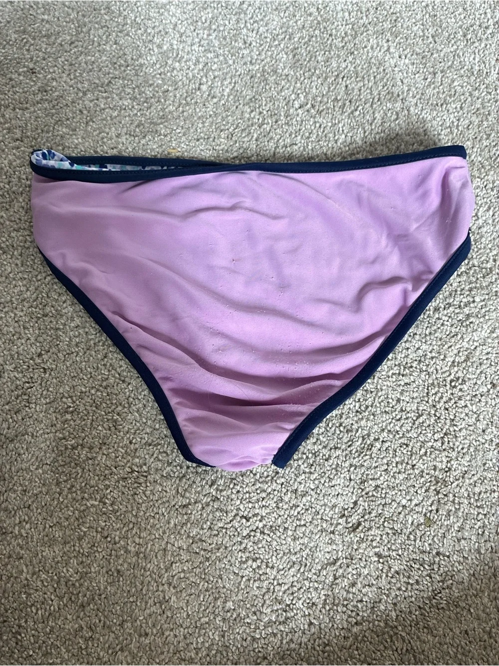 Eddie Bauer reversible Lilac Girls' Two-Piece Swim Set with Navy Trim